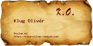 Klug Olivér névjegykártya